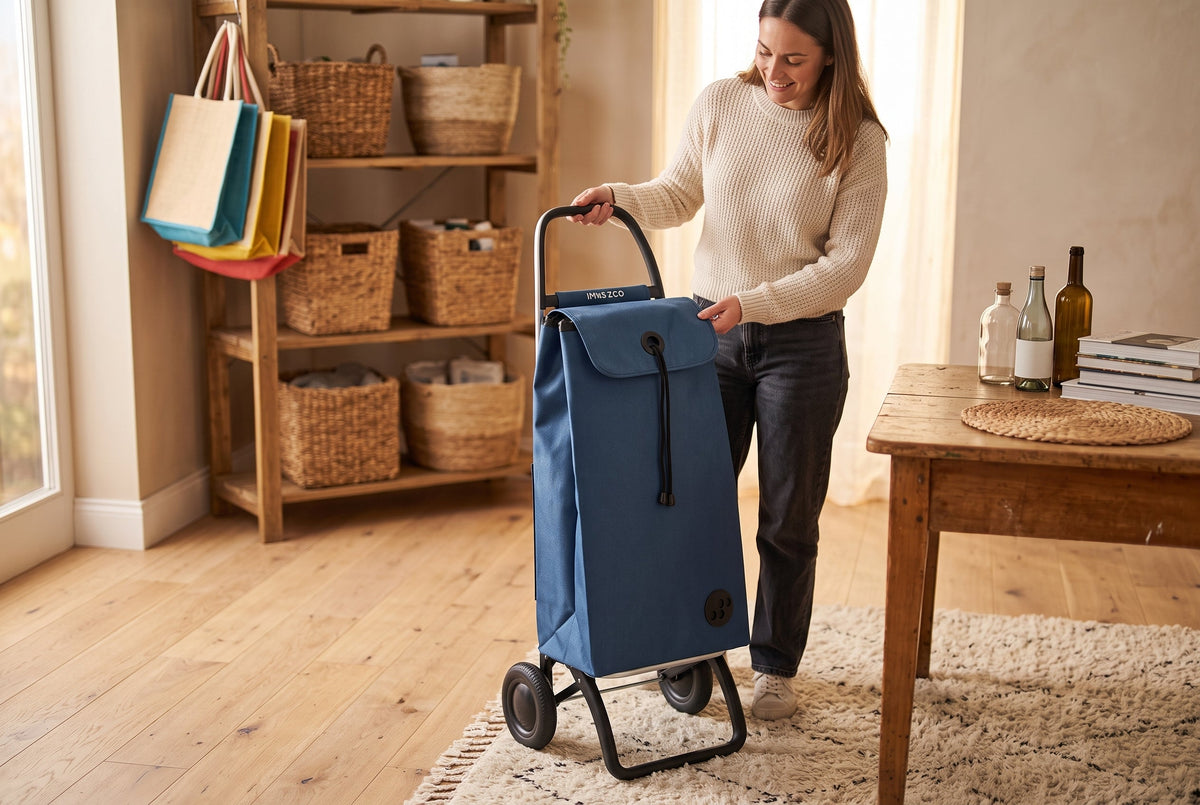 Denim Blue MF Convert 2 Aluminum-Frame Folding Shopping Cart – view 3