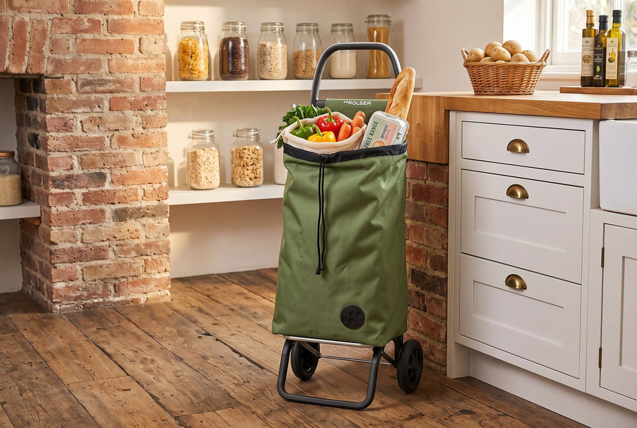 Olive MF Convert 2 Aluminum-Frame Folding Shopping Cart