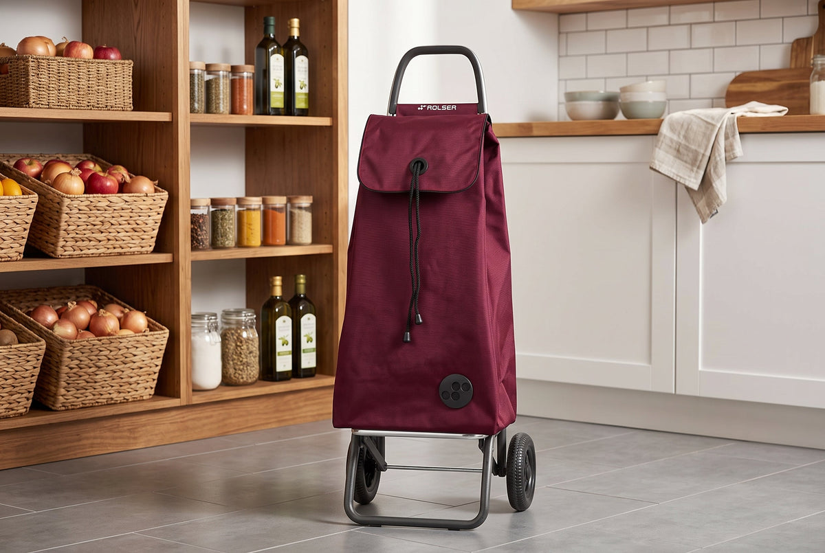 Burgundy MF Logic Aluminum-Frame Folding Shopping Cart, 2-Wheel – view 2