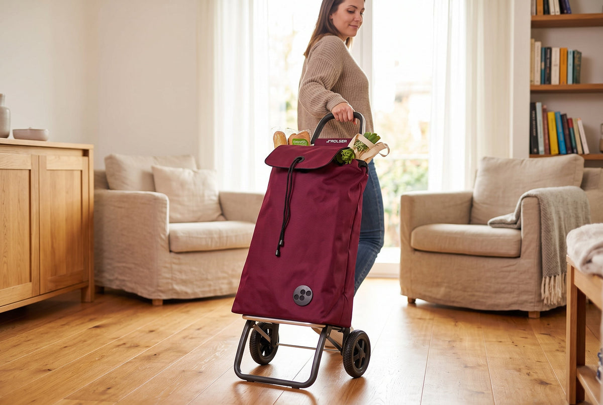 Burgundy MF Logic Aluminum-Frame Folding Shopping Cart, 2-Wheel – view 3