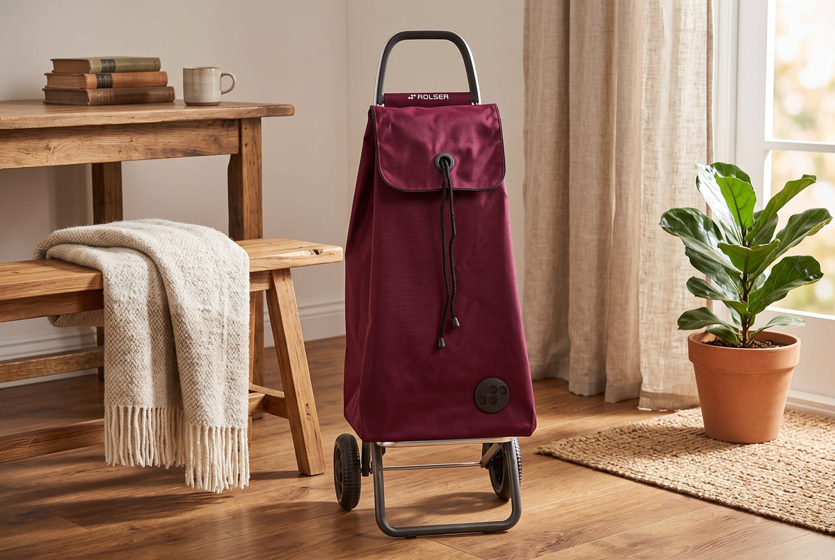 Burgundy MF Logic Aluminum-Frame Folding Shopping Cart, 2-Wheel – view 4