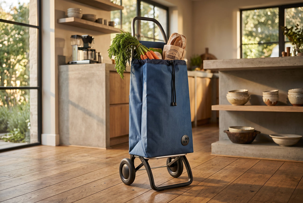 Denim Blue MF Logic Aluminum-Frame Folding Shopping Cart, 2-Wheel – view 3