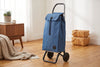 Denim Blue MF Logic Aluminum-Frame Folding Shopping Cart, 2-Wheel