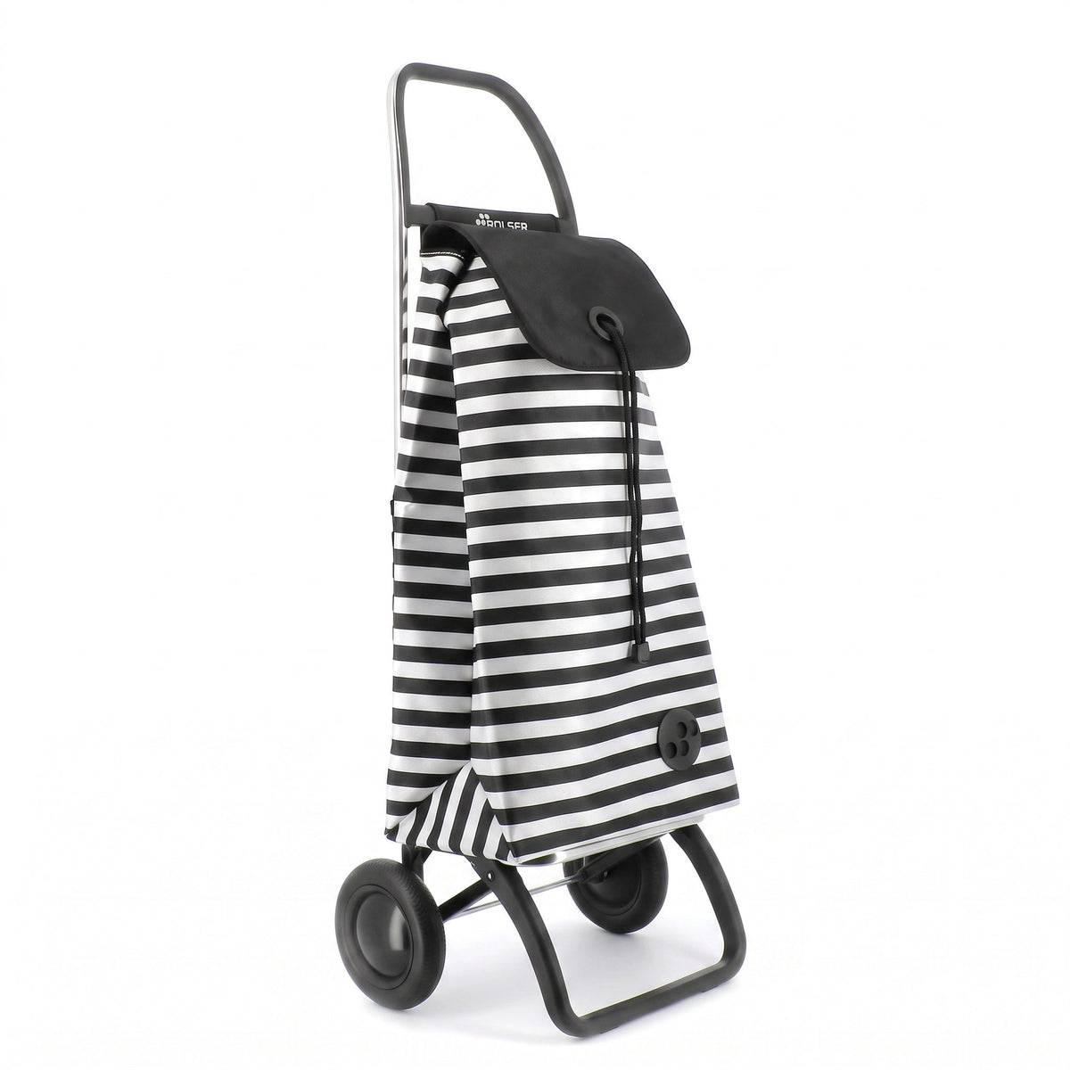 Black & White Stripe Convert 2 Aluminum-Frame Folding Shopping Cart