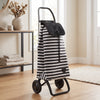 Black & White Stripe Convert 2 Aluminum-Frame Folding Shopping Cart – view 2