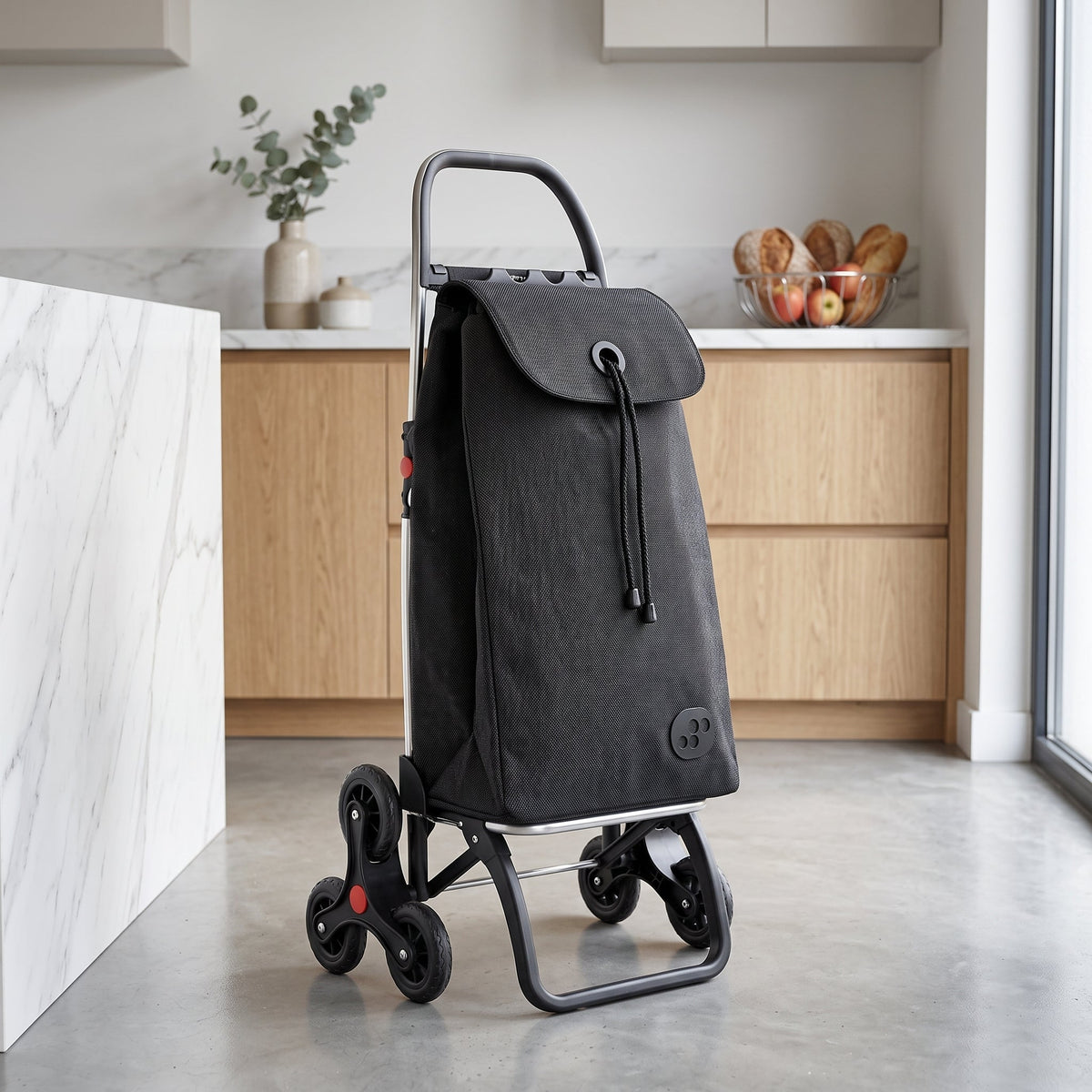 Black Tweed 6L Logic Aluminum-Frame Stair Climbing Folding Shopping Cart – view 4