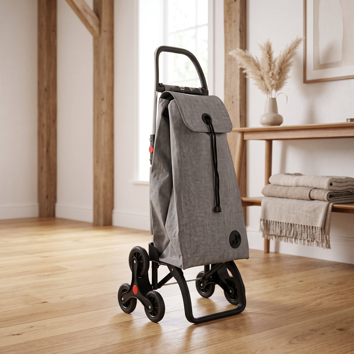 Gray Tweed 6L Logic Aluminum-Frame Stair Climbing Folding Shopping Cart – view 2