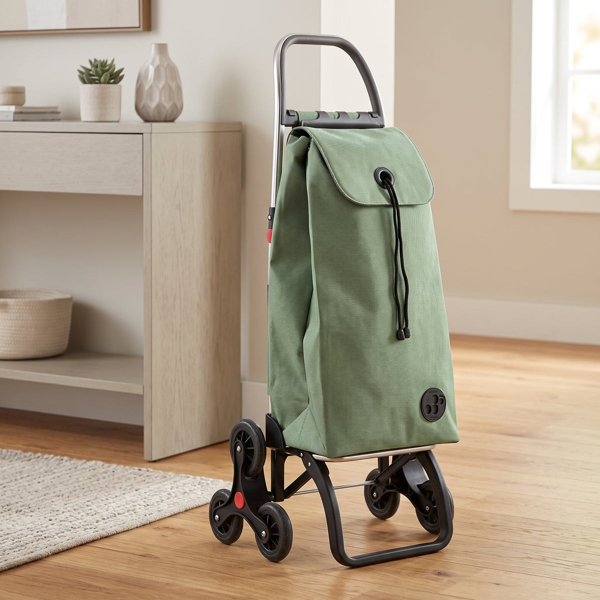 Jade Green Tweed 6L Logic Aluminum-Frame Stair Climbing Folding Shopping Cart – view 2