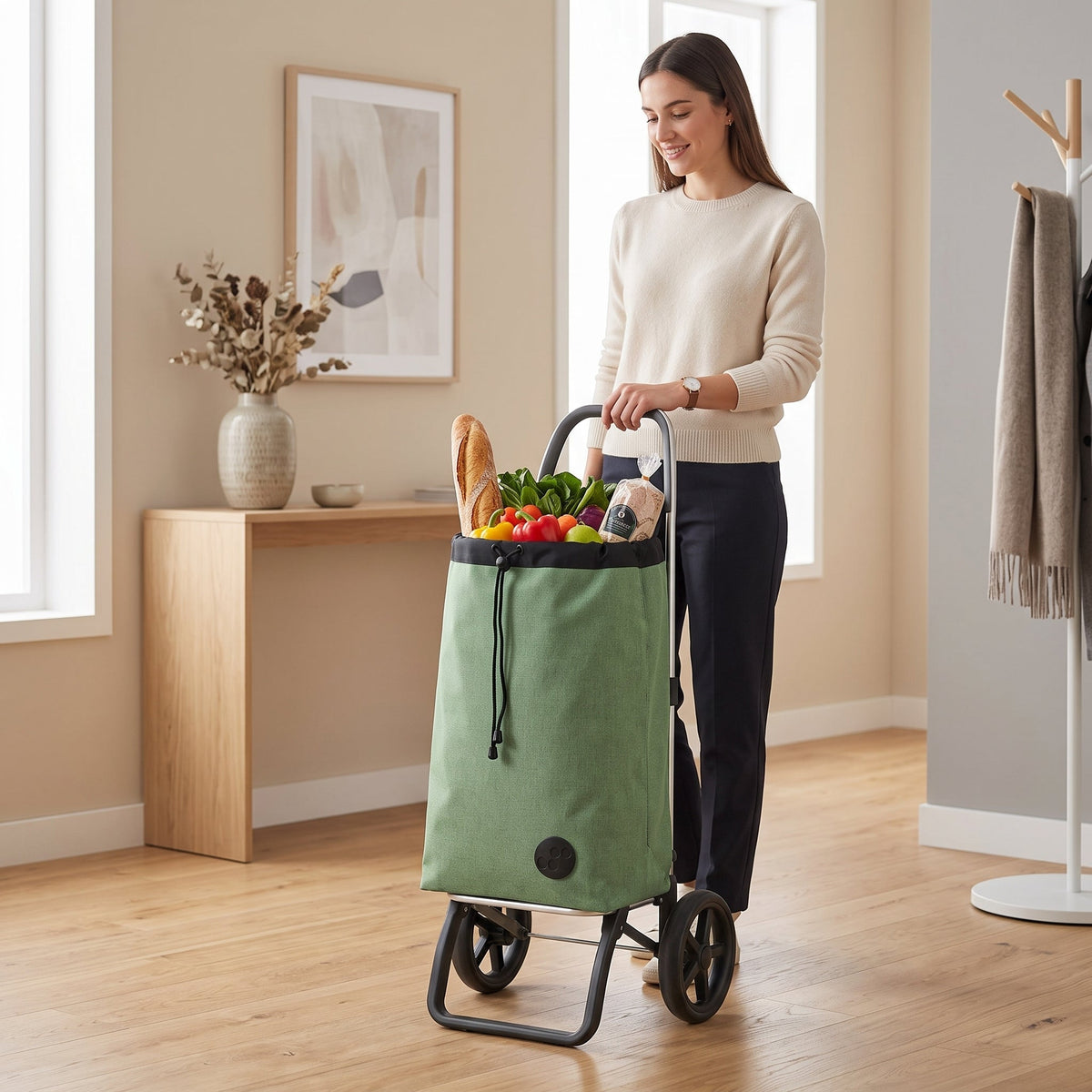 Jade Green Tweed Logic RSG Aluminum-Frame Folding Shopping Cart – view 3