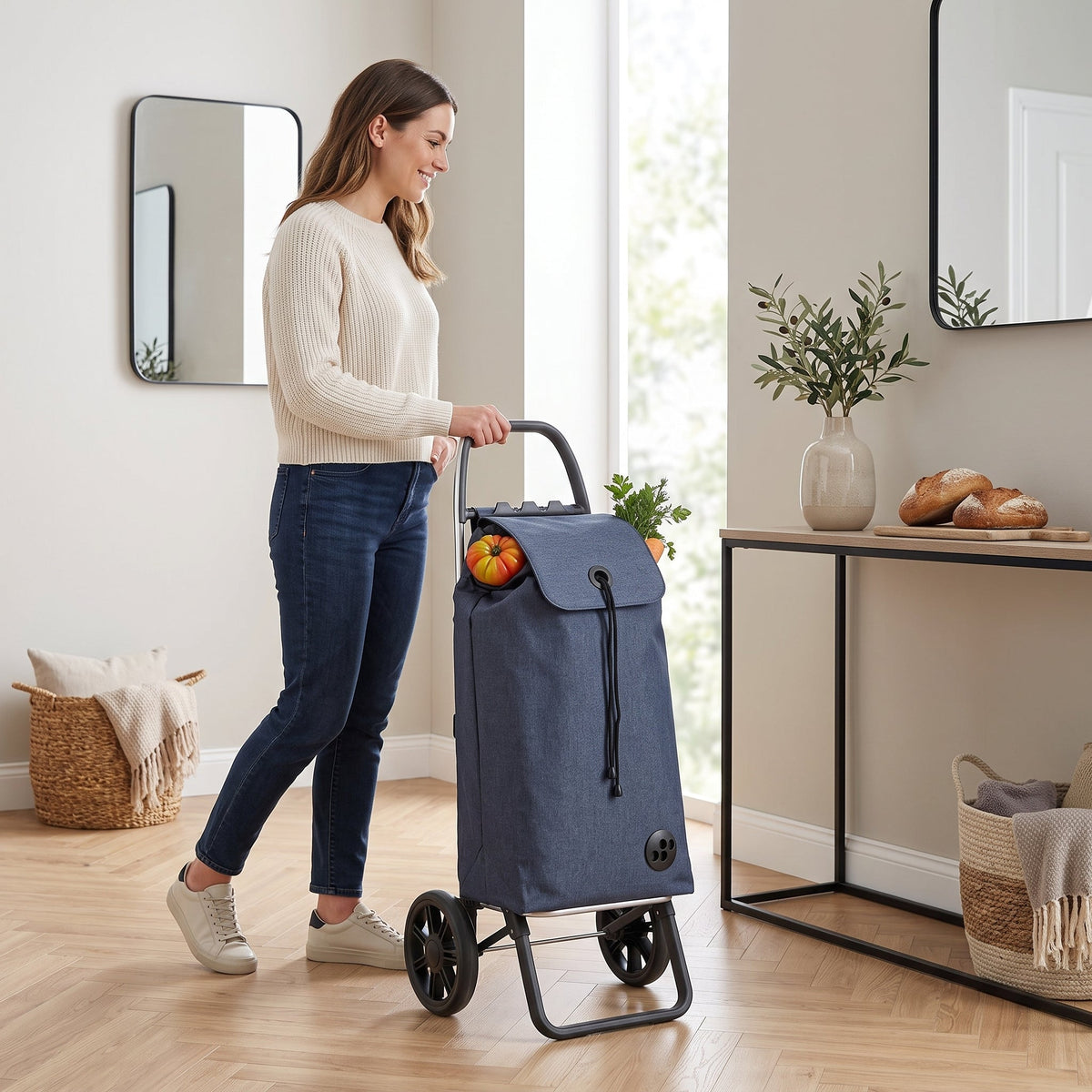 Navy Tweed Logic RSG Aluminum-Frame Folding Shopping Cart – view 3