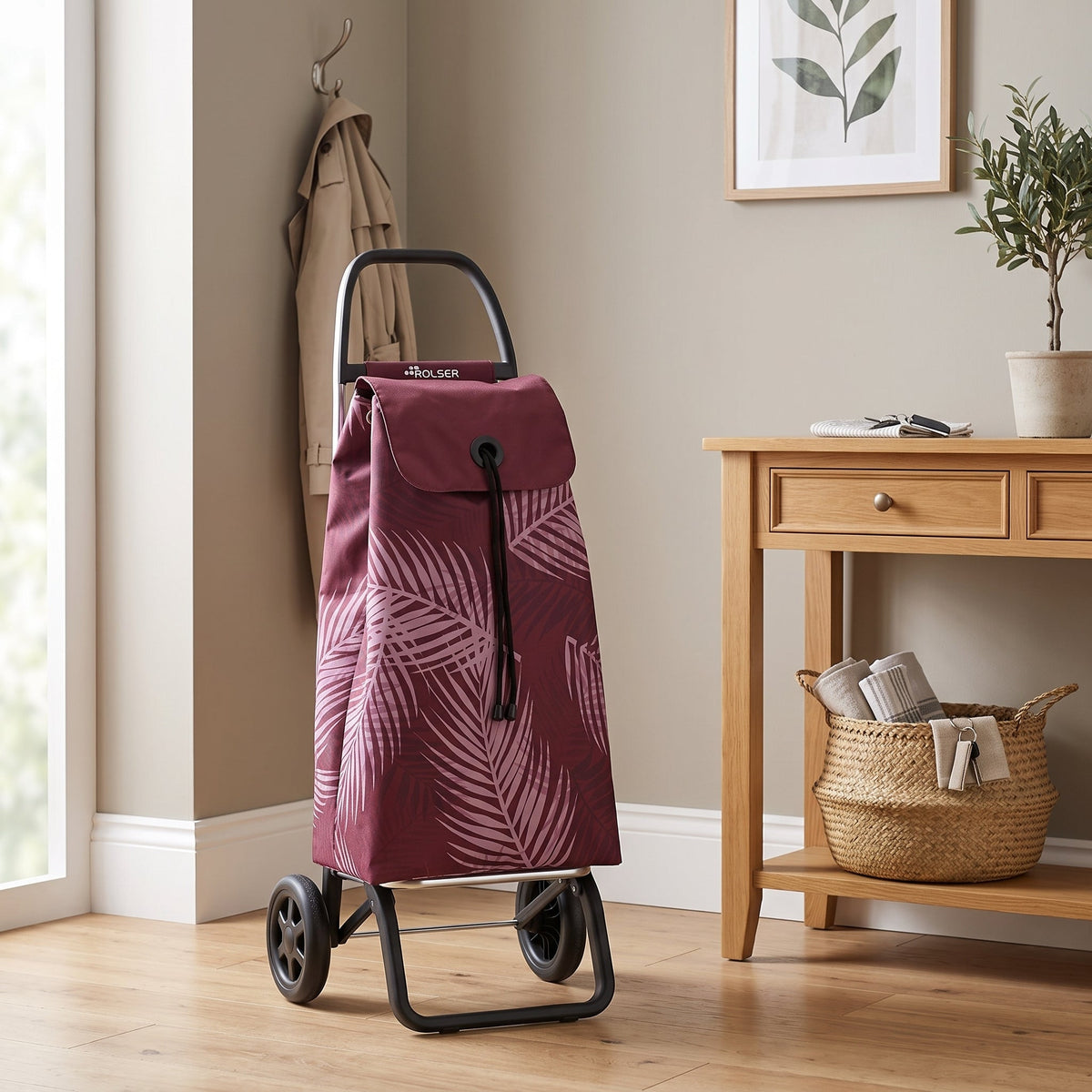 Burgundy Costa Rica Convert Aluminum-Frame Folding Shopping Cart – view 2