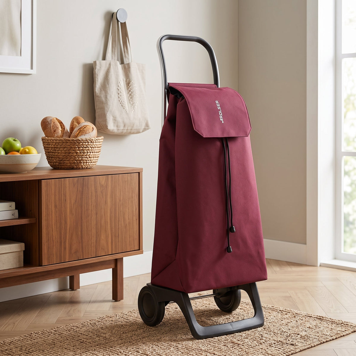 Burgundy Jet LN Joy Aluminum-Frame Folding Shopping Cart, 2-Wheel – view 2