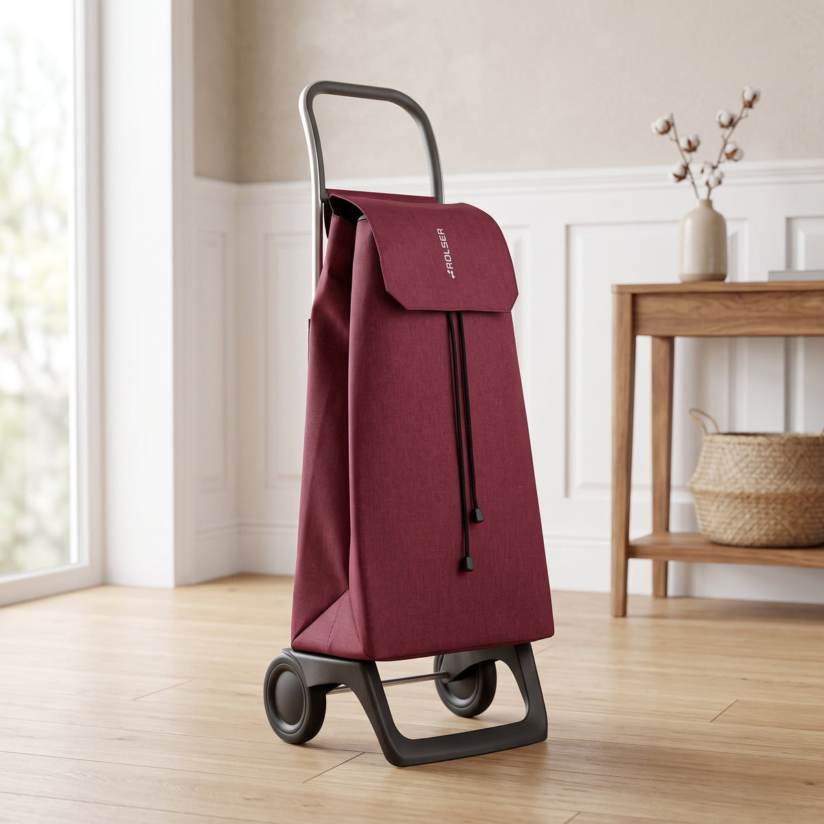 Burgundy Jet LN Joy Aluminum-Frame Folding Shopping Cart, 2-Wheel – view 4