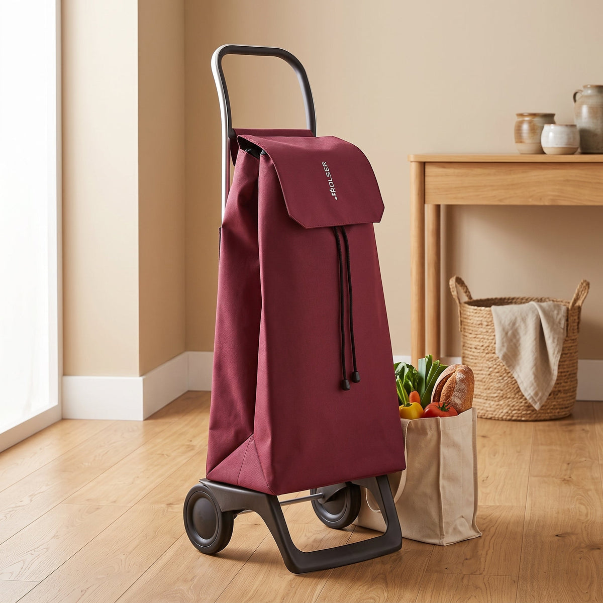 Burgundy Jet LN Joy Aluminum-Frame Folding Shopping Cart, 2-Wheel – view 6