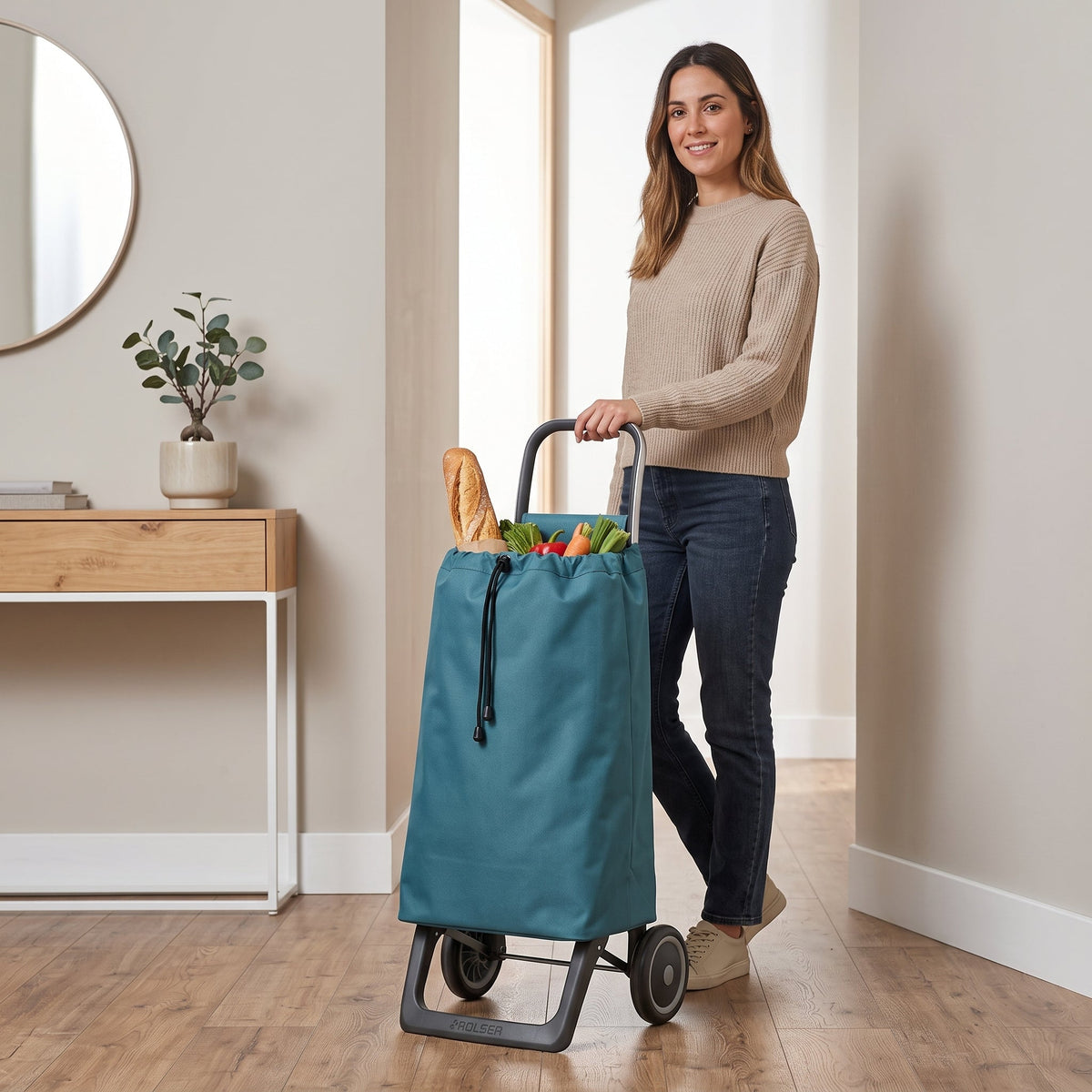 Teal Jet LN Joy Aluminum-Frame Folding Shopping Cart, 2-Wheel – view 3