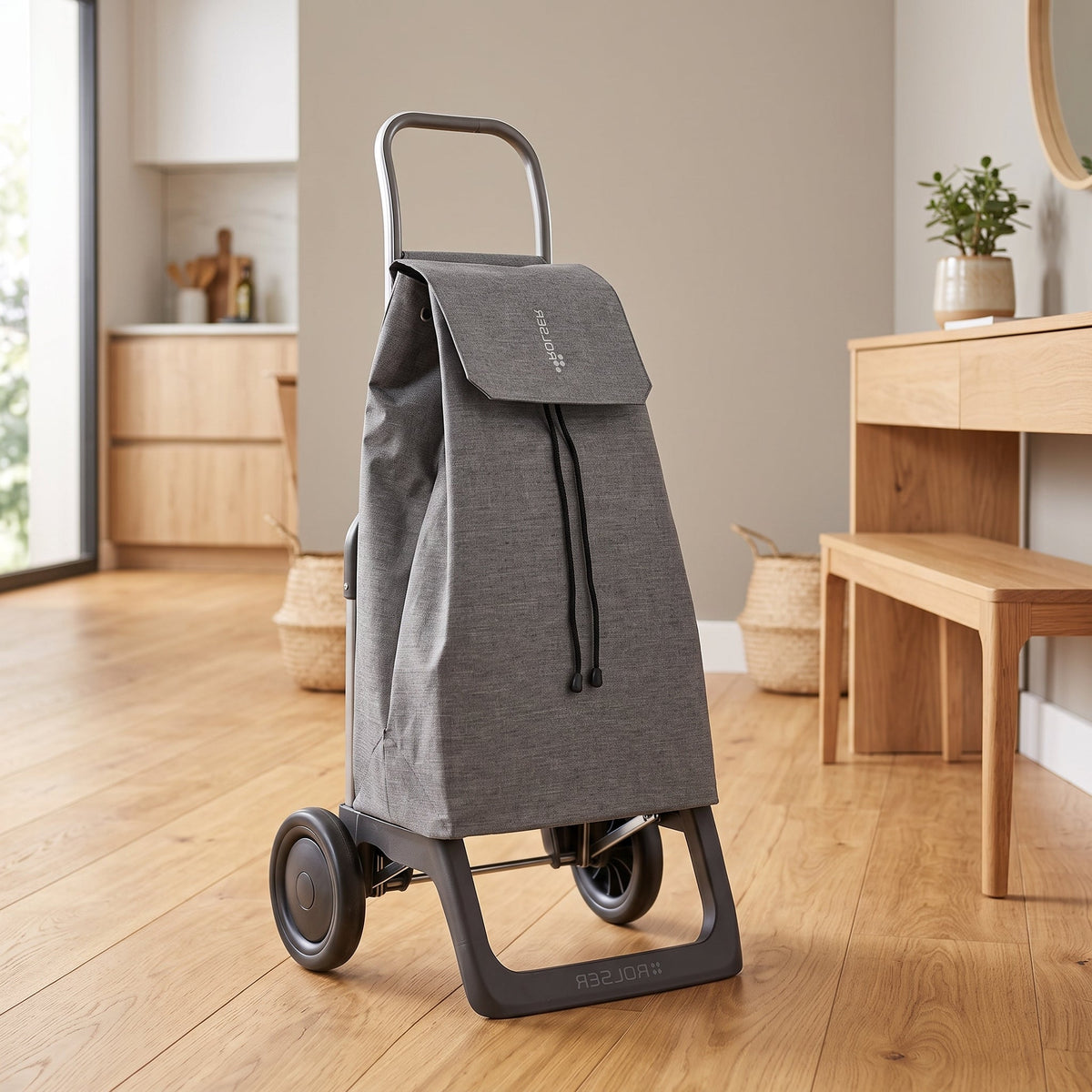 Gray Jet Tweed Joy Aluminum-Frame Folding Shopping Cart – view 5
