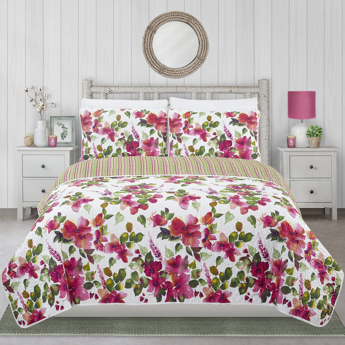 Woven Quilt 3 Piece Double/Queen Floral