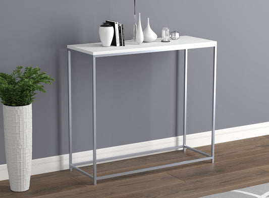 Console Sofa Table White Silver Metal