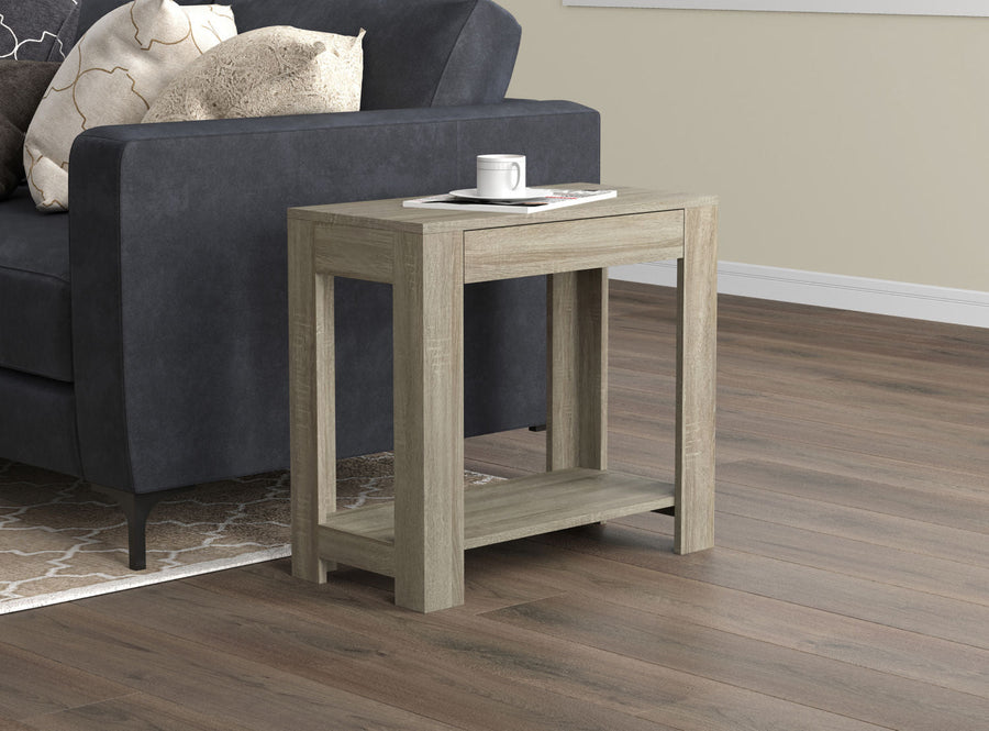 End Accent Table Dark Taupe 1 Drawer 1 Shelf