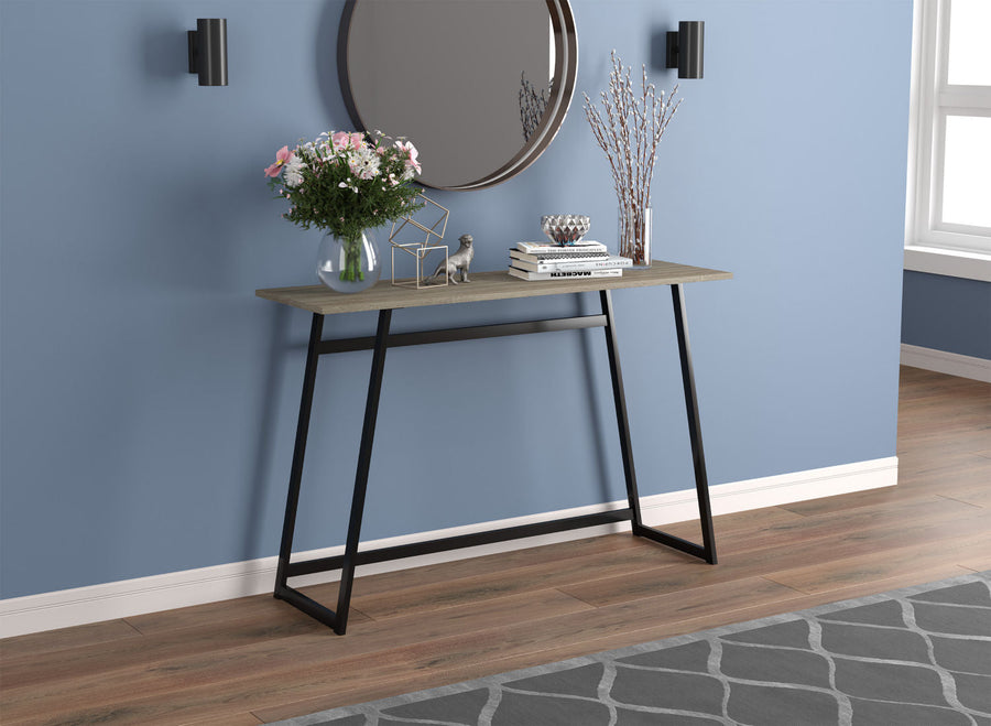Console Sofa Table Dark Taupe 1 Shelf Black Metal