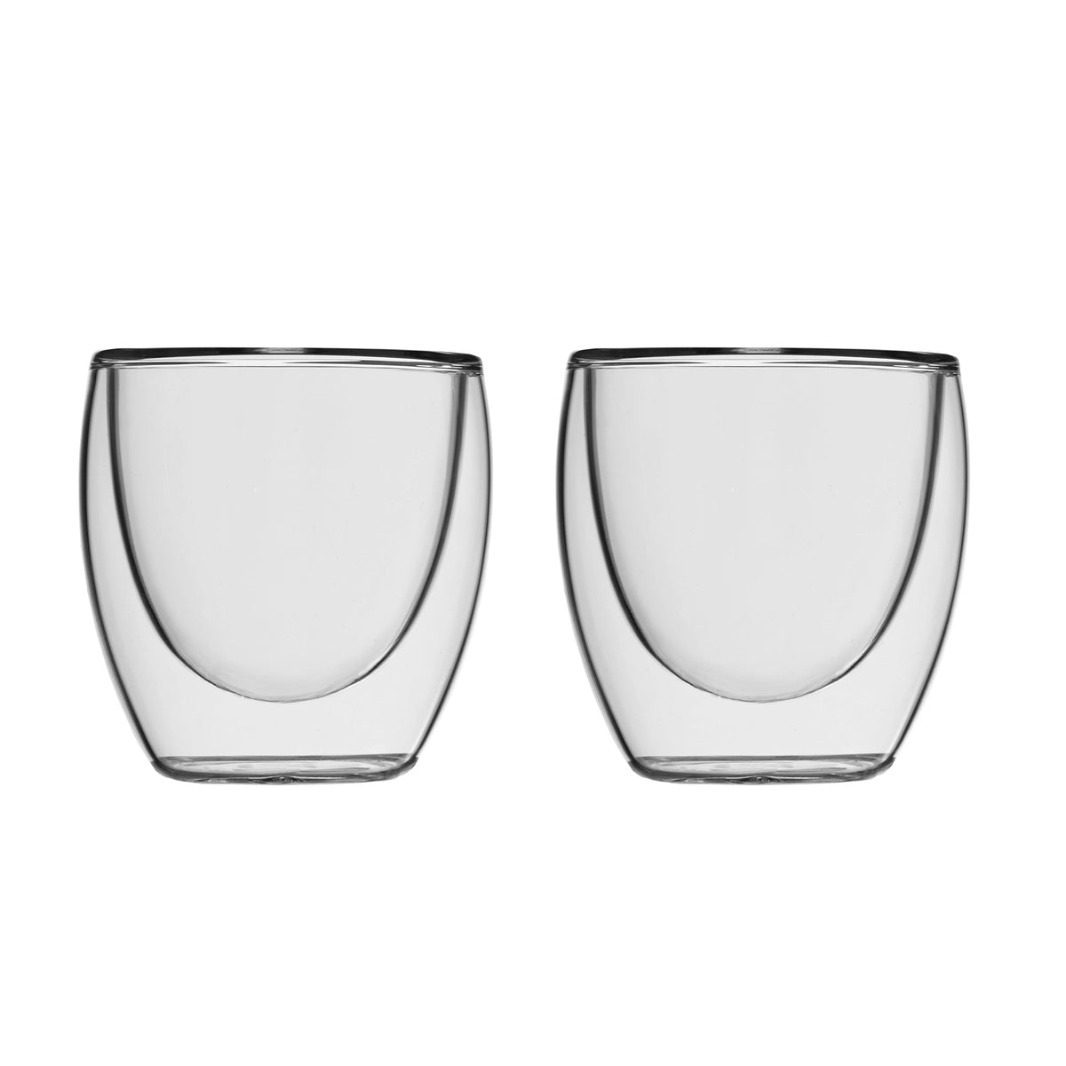 Espresso Insulated Double-Wall Glass Coffee Tea Hot or Cold Beverage Mug 4 Piece Set 95ml, Barista